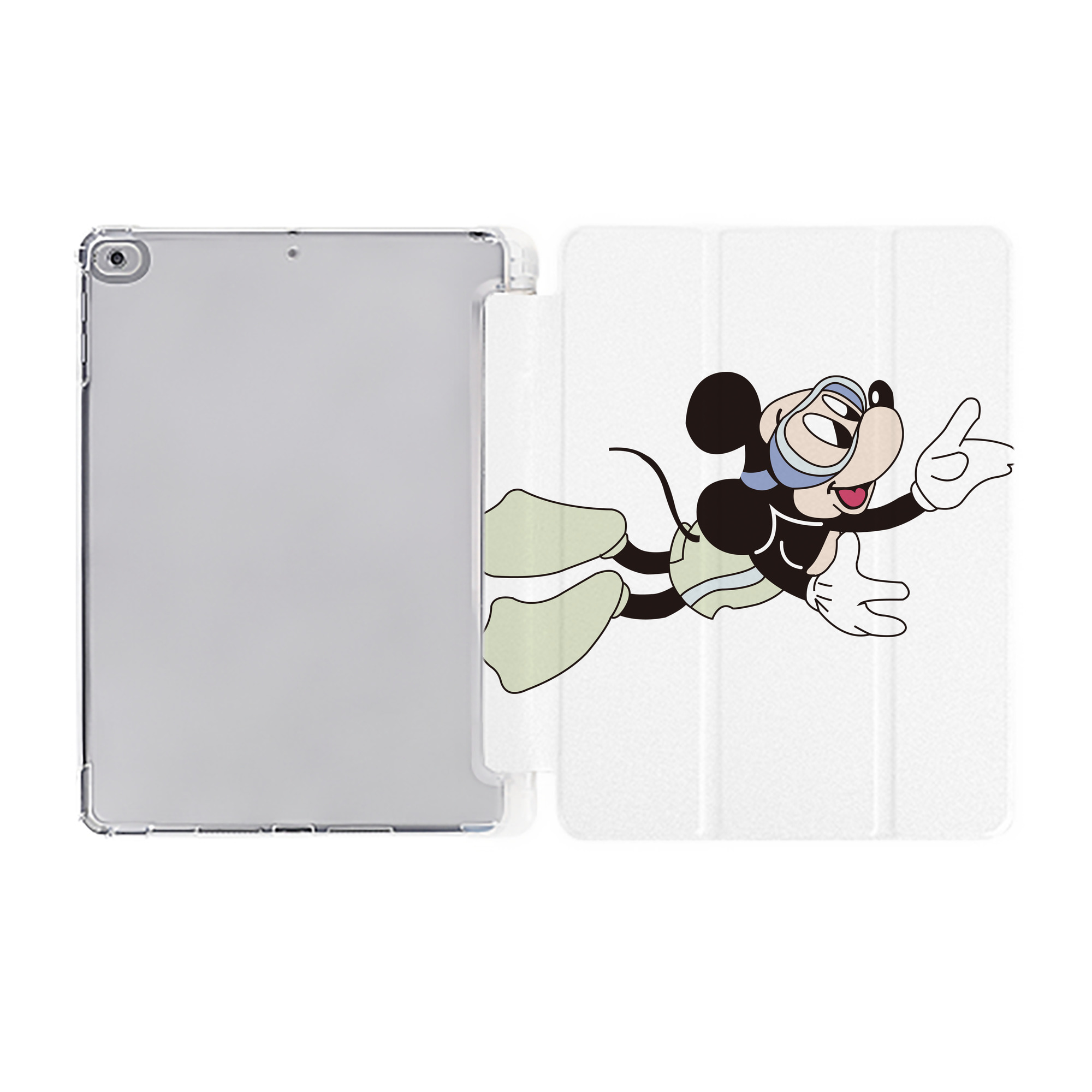 （画像用） ミッキーマウス Mickey Mouse IPad ケース ペン収納付き 三つ折りスタンド PUレザー×シリコン 対応機種9.5/10.5/10.9インチ